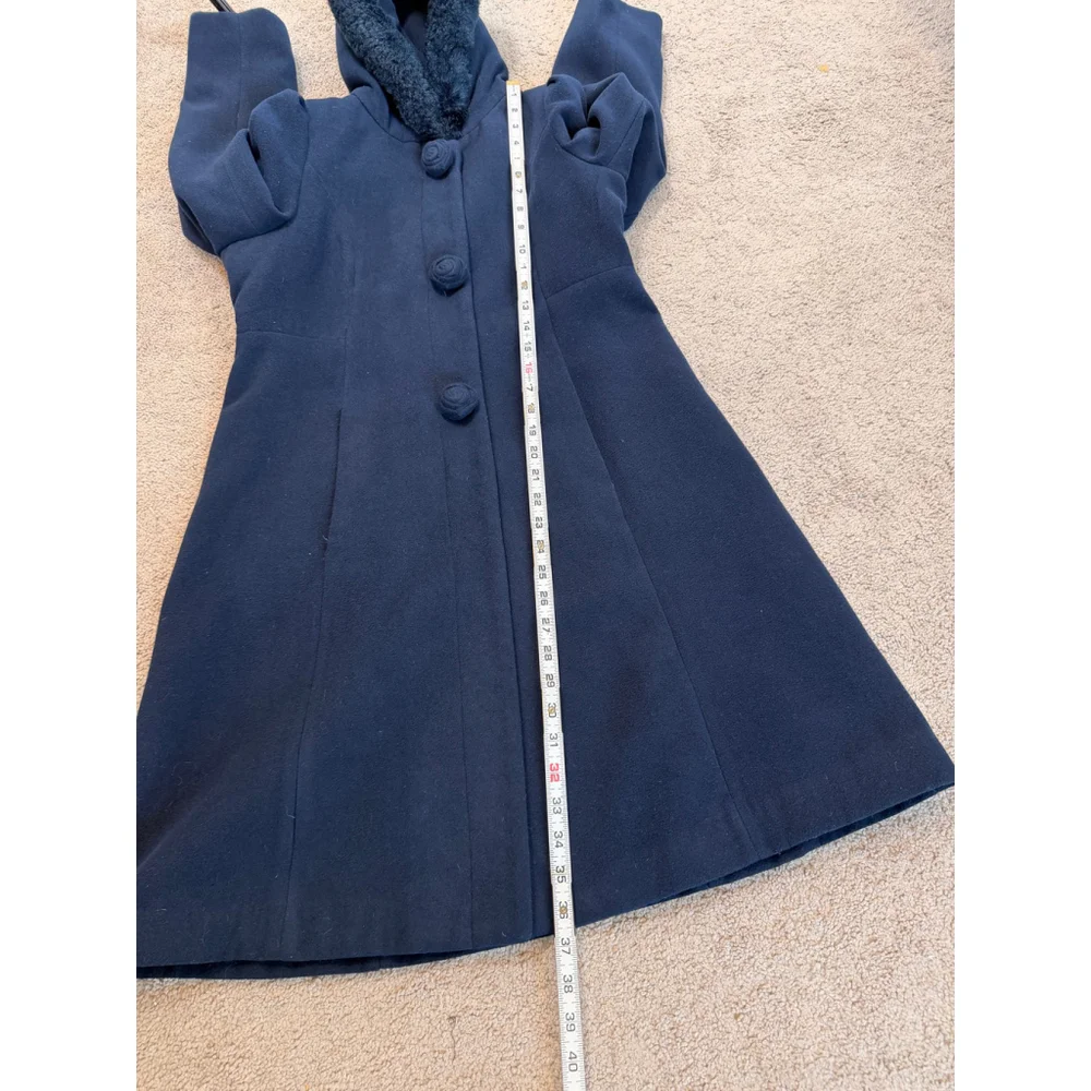 Girls Rothschild Navy Pea Coat Faux Fur Hood Size 16 Timeless Classic‎ Elegance